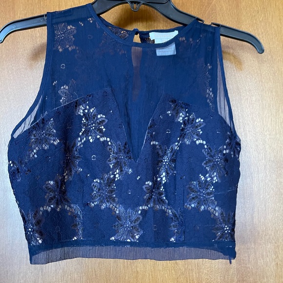 Foxiedox 2 piece dress set navy skirt crop top lace midi NWT - Picture 2 of 6